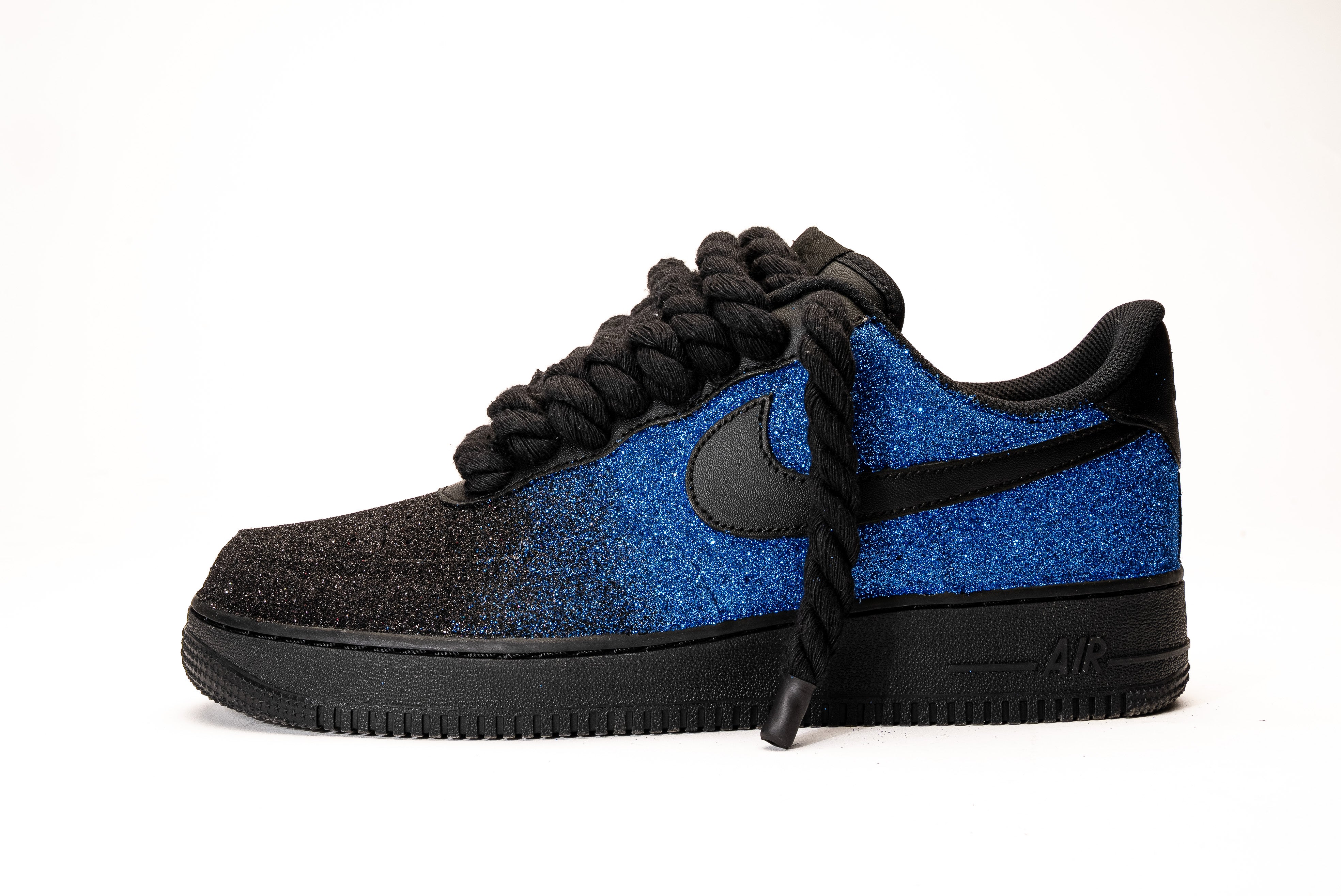 Nike Air Force Rope Laces Glitter Black Blue Delux Store