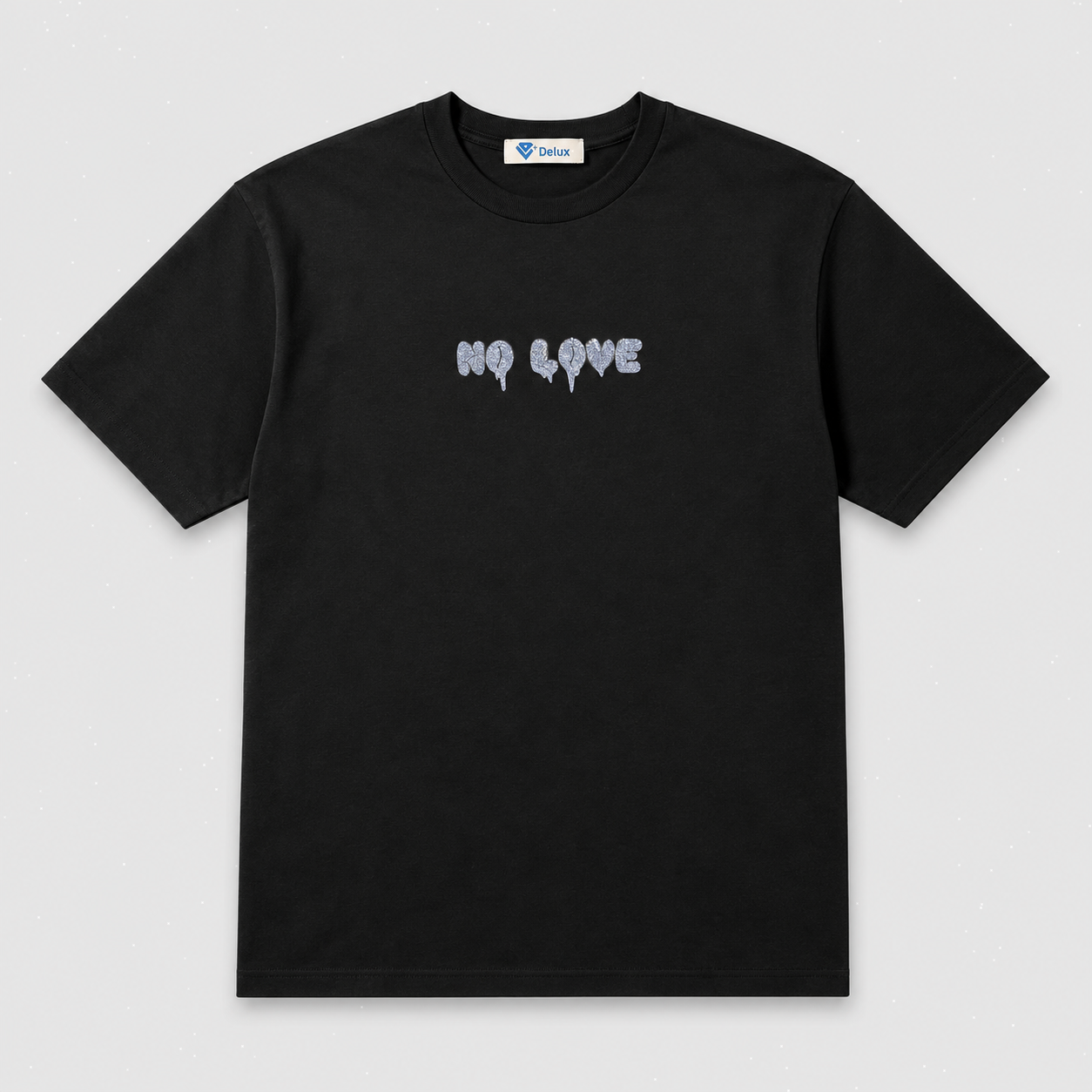 NO LOVE GLITTER TEE – BLACK SILVER