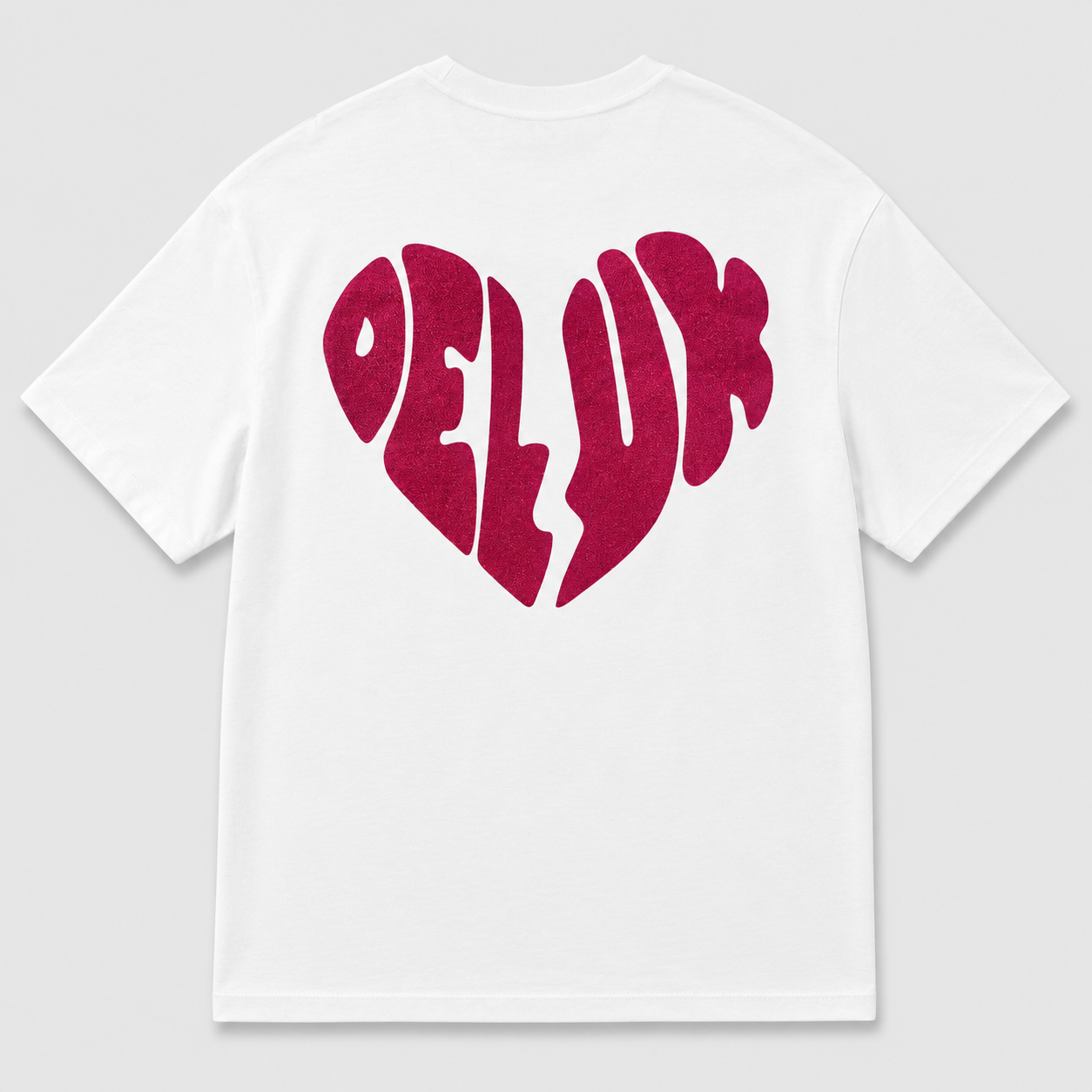 NO LOVE GLITTER TEE – WHITE FUCSIA