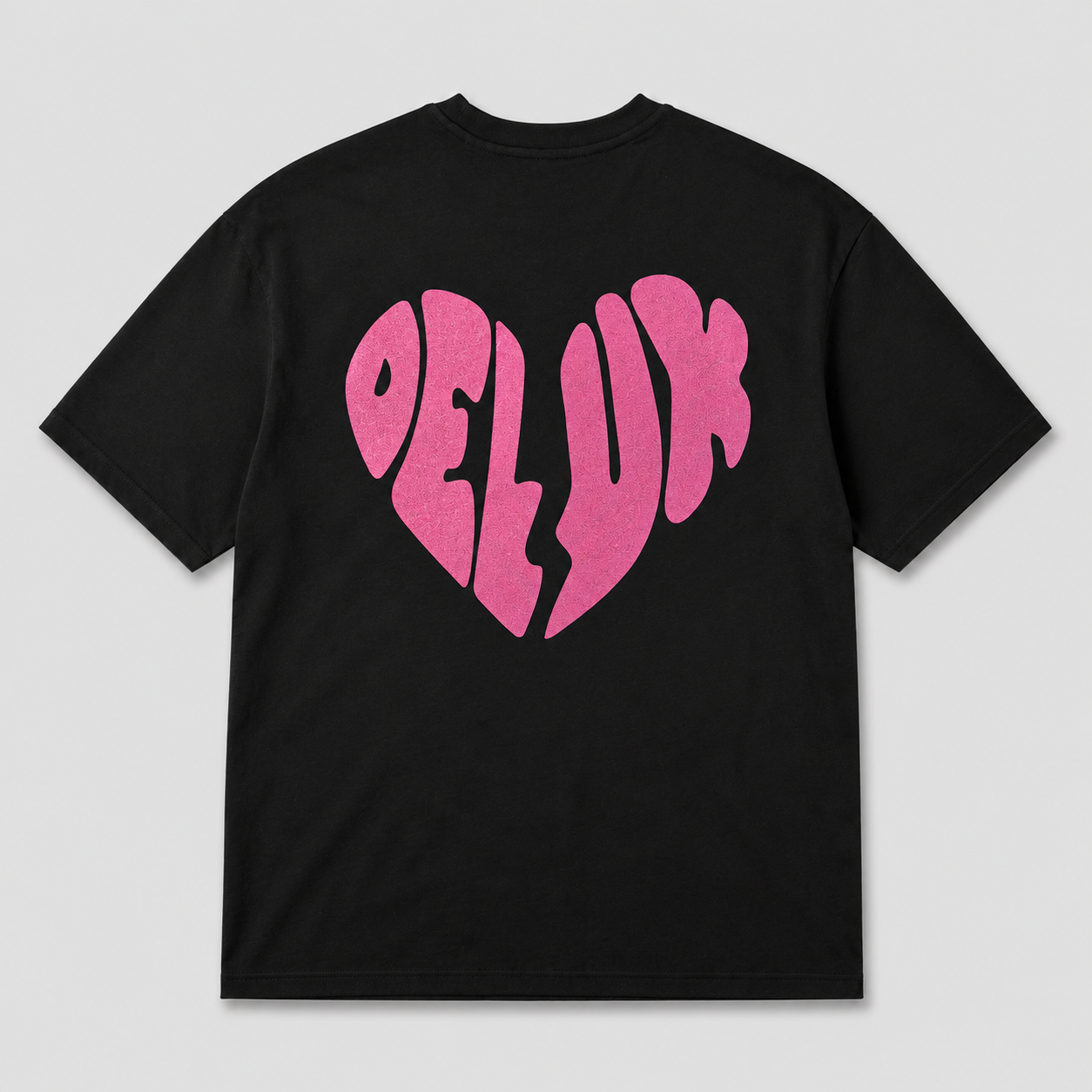 NO LOVE GLITTER TEE – BLACK FUCSIA