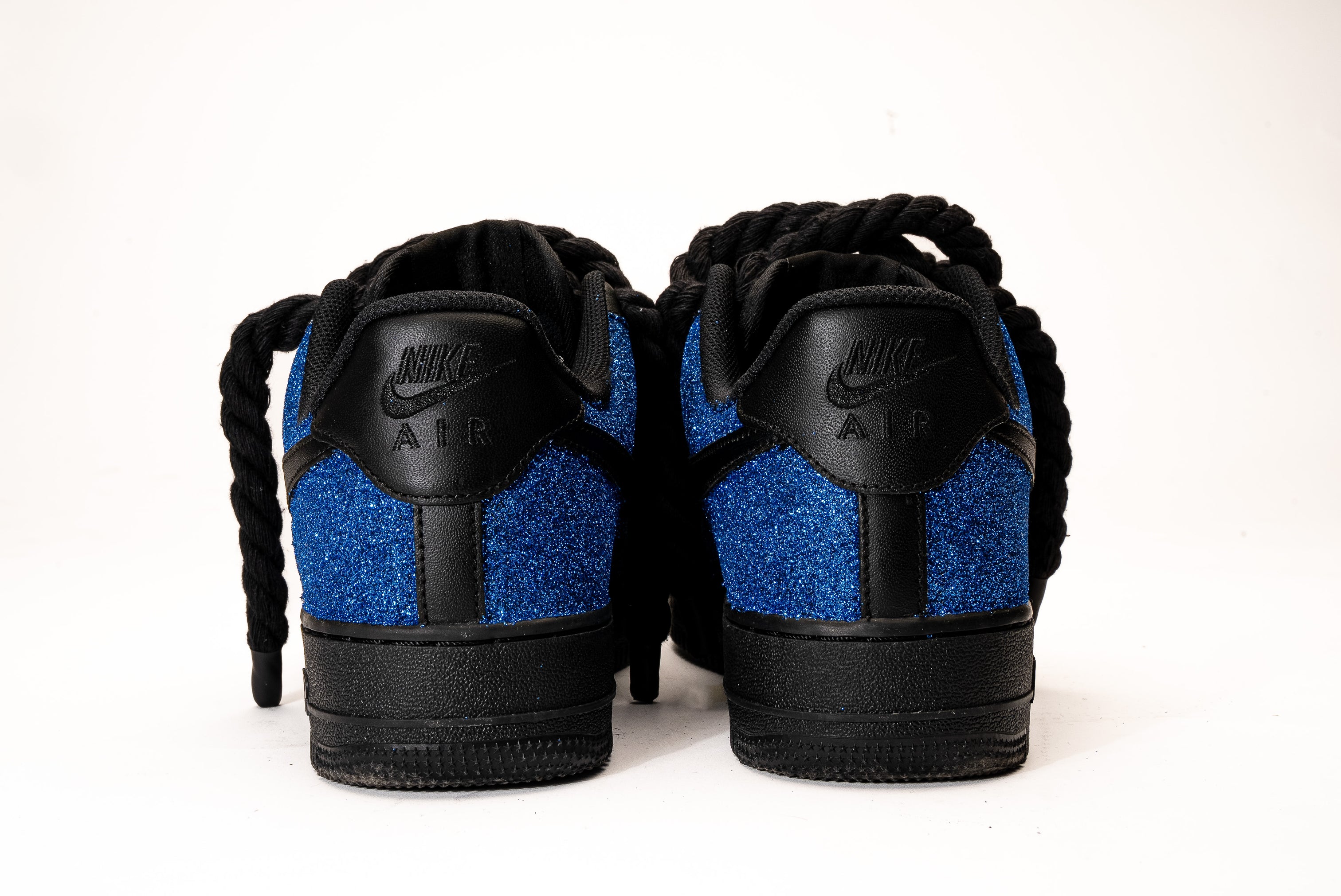 Nike Air Force Rope Laces Glitter Black Blue Delux Store