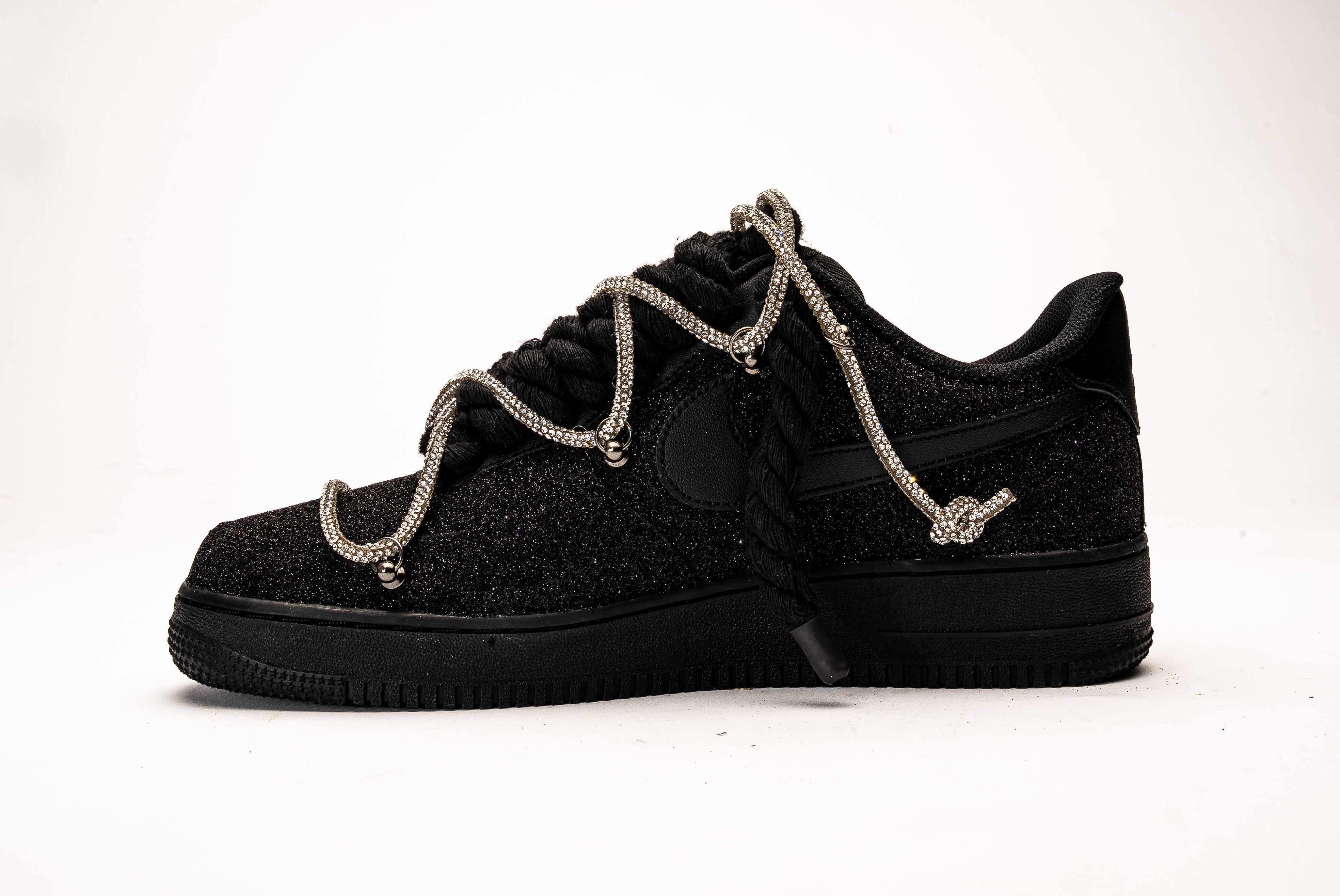 Nike Air Force 1 Black Glitter Silver