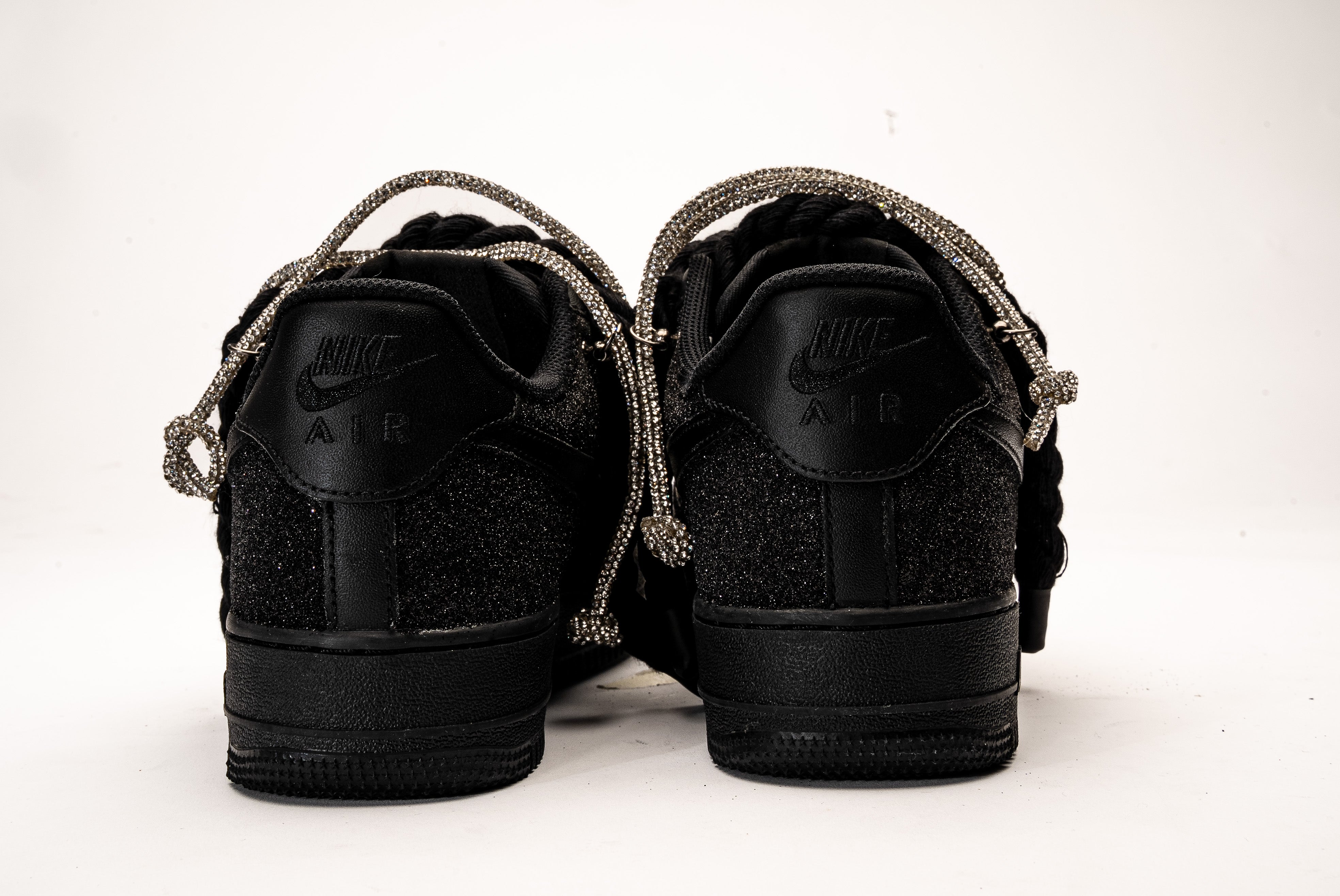 Nike Air Force 1 Black Glitter Silver