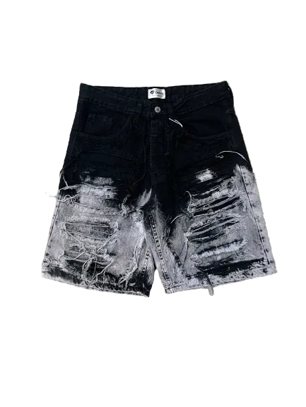 Distressed Shorts - Wash Black