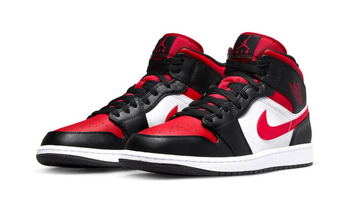 Air Jordan 1 Mid Black White Red - Delux Store - Abbigliamento Streetwear & Sneakers