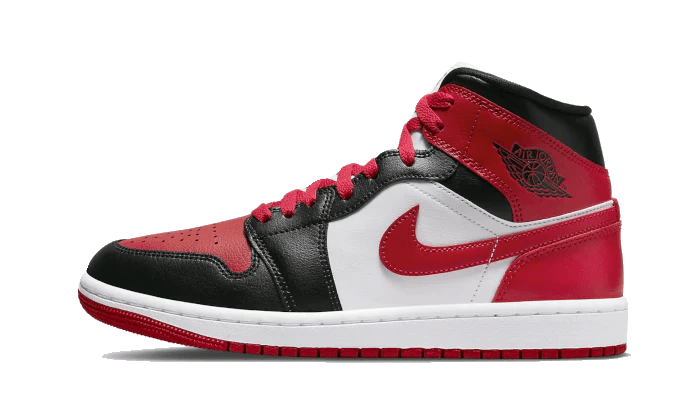 Air Jordan 1 Mid White Bred Toe - Delux Store - Abbigliamento Streetwear & Sneakers