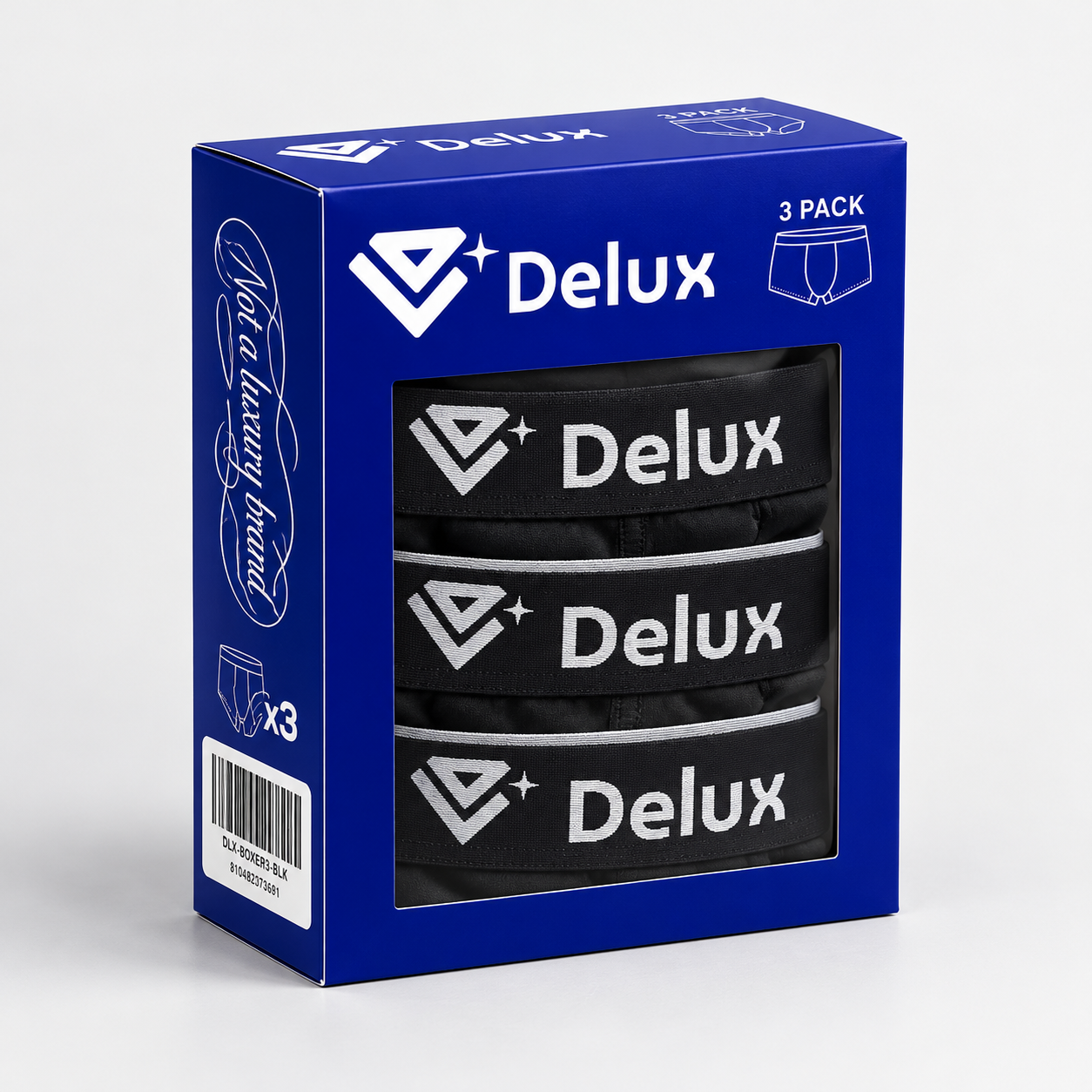 BOXER DELUX BLACK - confezione tripack da 3