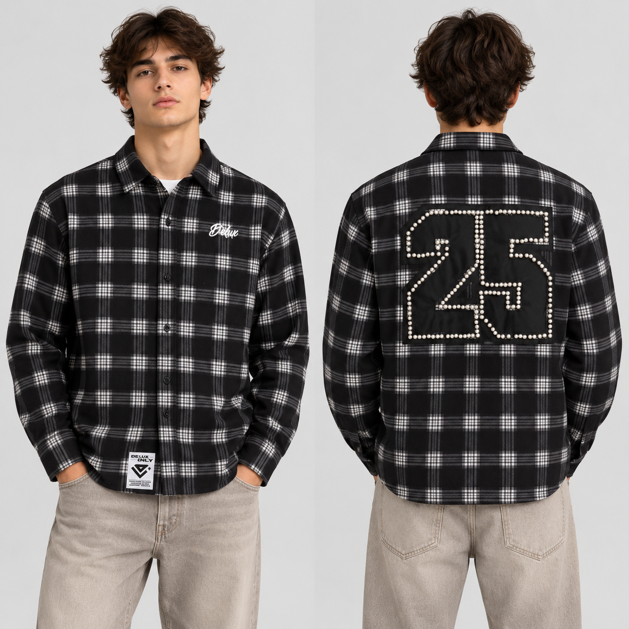Camicia Scozzese Nera DELUX indosso
