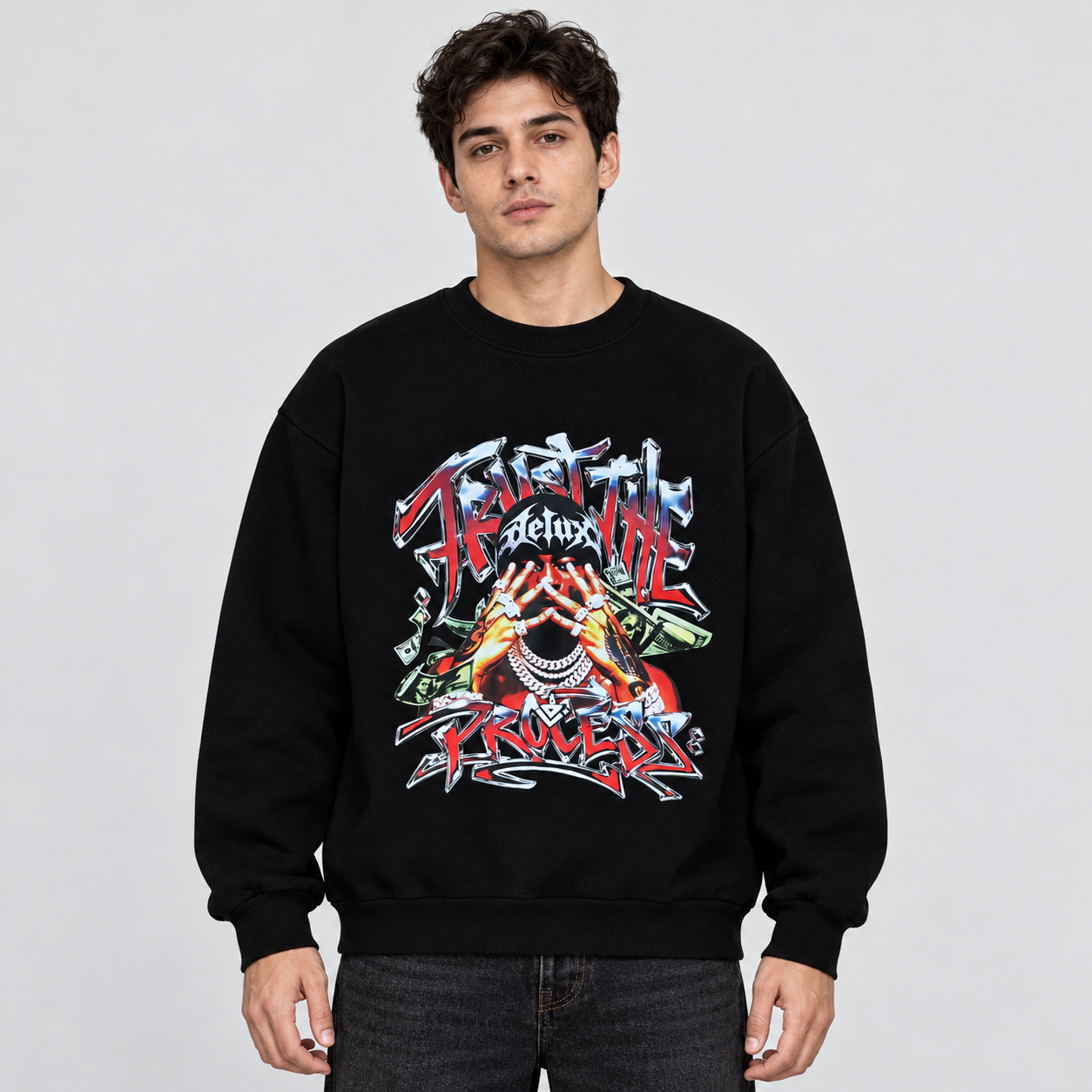 CREWNECK MONEY - BLACK — indossato