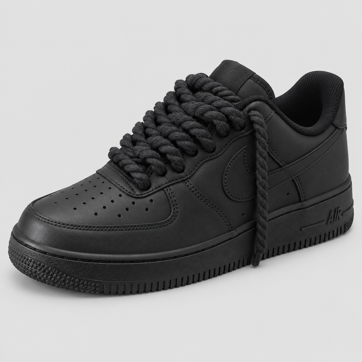 Nike Air Force 1 Rope Laces Fini BLACK - lacci Nero - mockup fronte