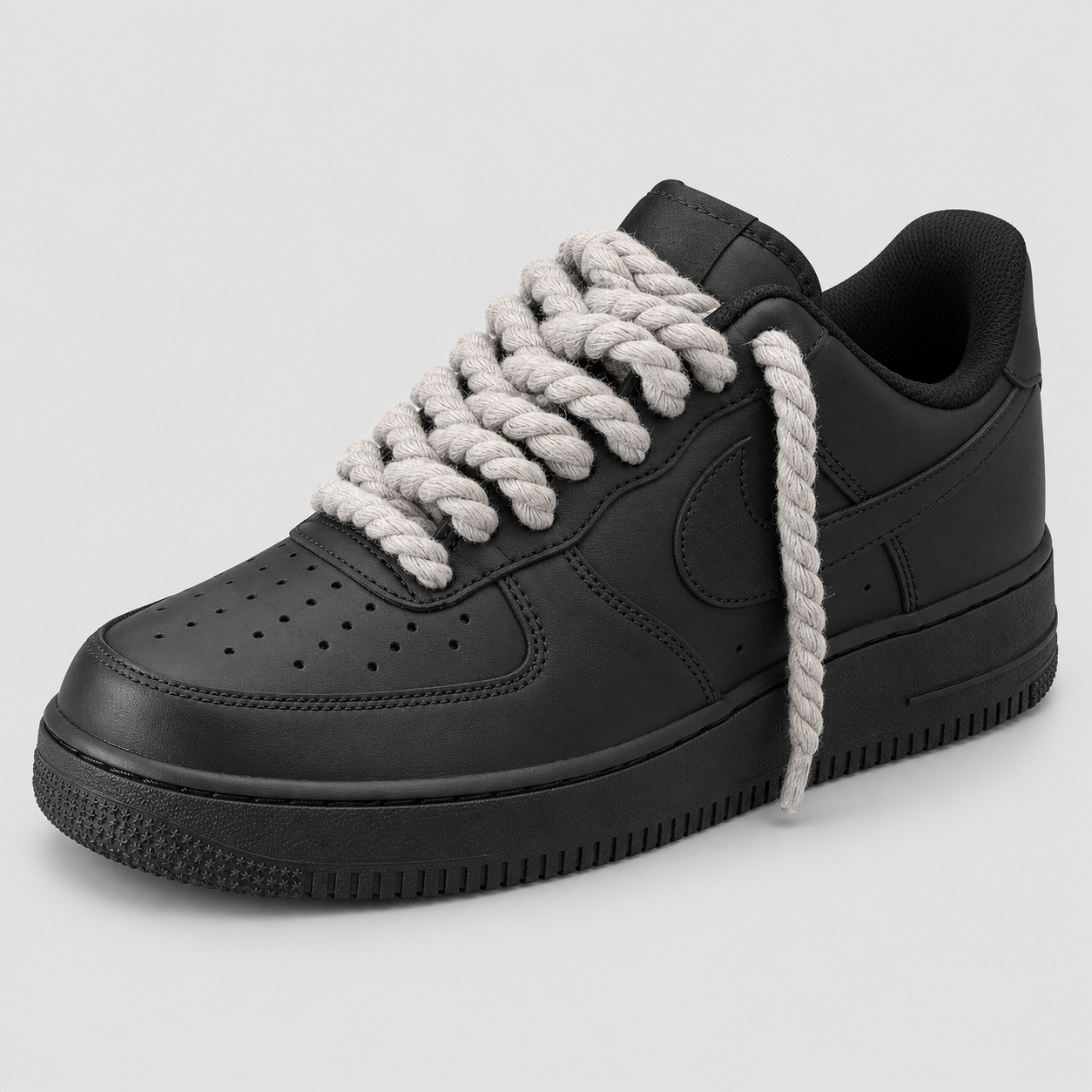 Nike Air Force 1 Rope Laces Fini BLACK - lacci Grigio - mockup fronte