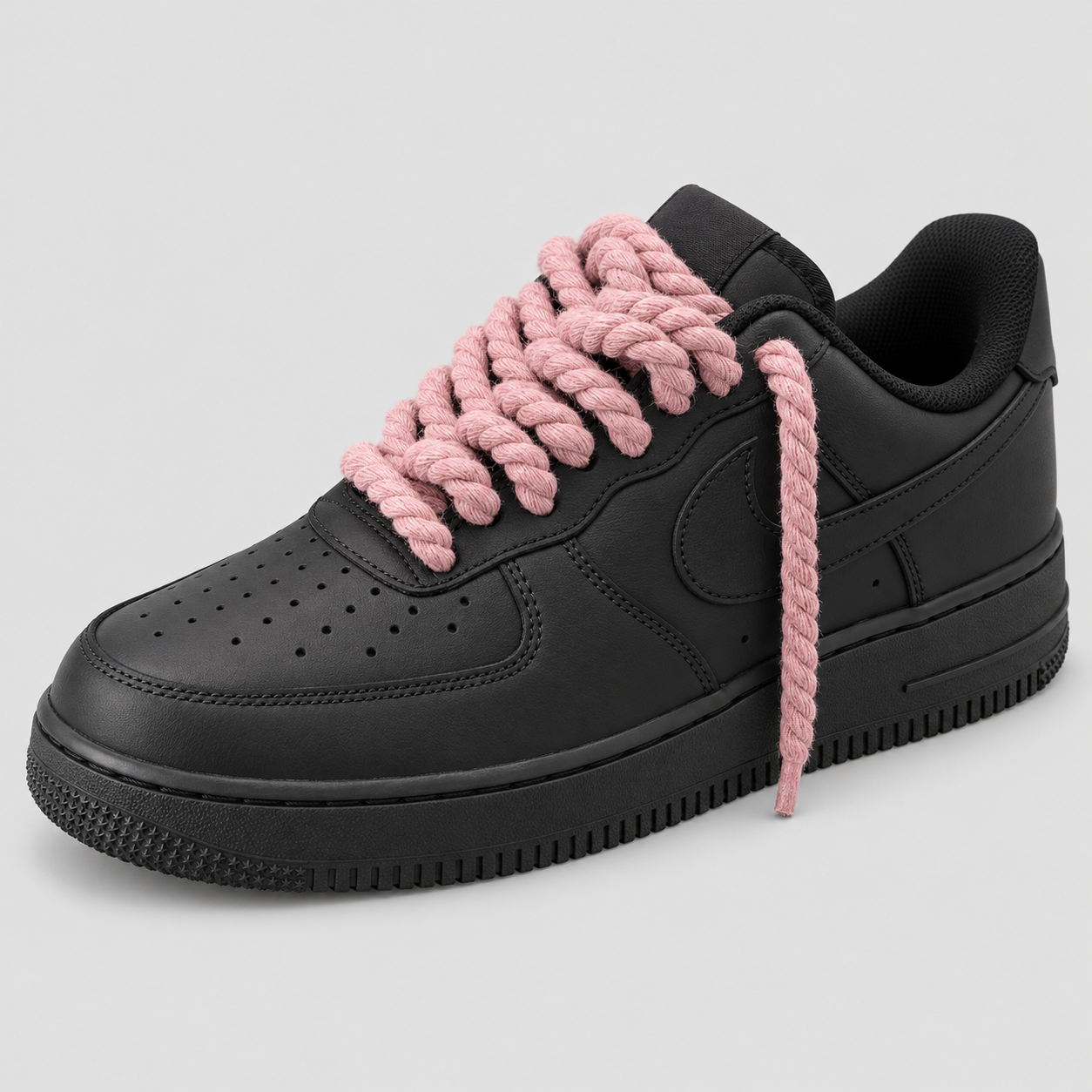 Nike Air Force 1 Rope Laces Fini BLACK - lacci Rosa - mockup fronte