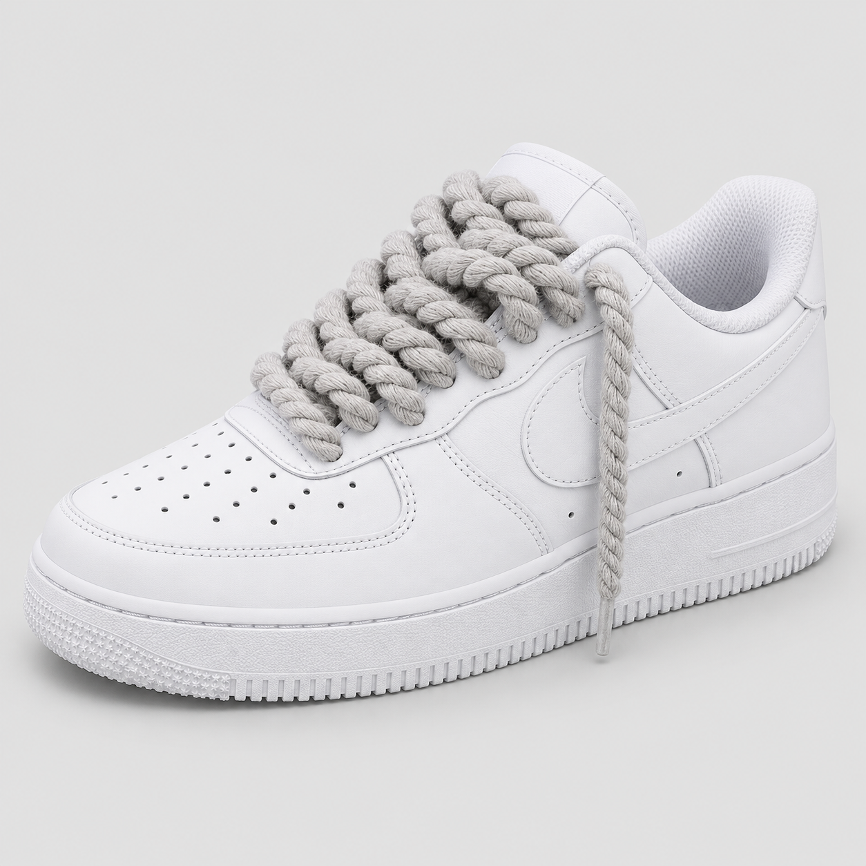 Nike Air Force 1 Rope Laces Fini WHITE - lacci Grigio - mockup fronte