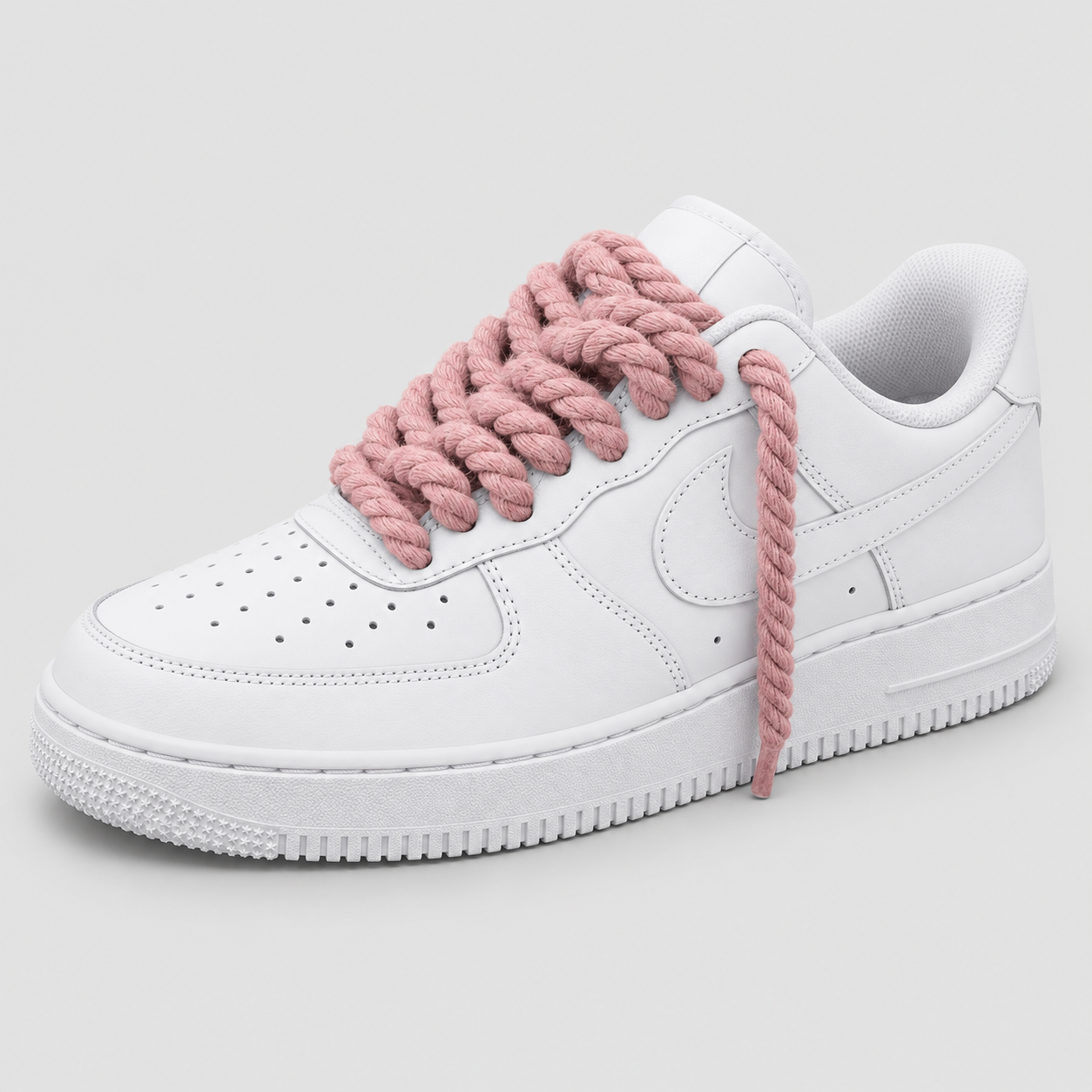 Nike Air Force 1 Rope Laces Fini WHITE - lacci Rosa - mockup fronte