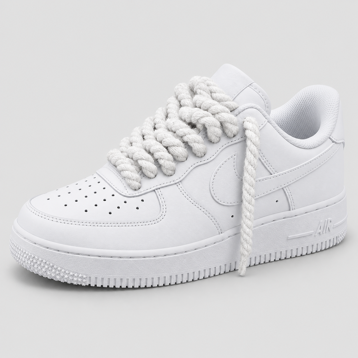 Nike Air Force 1 Rope Laces Fini WHITE - lacci Bianco - mockup fronte