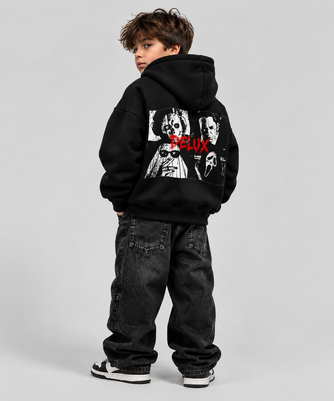 Hoodie Kids Halloween 26 Black - indossato