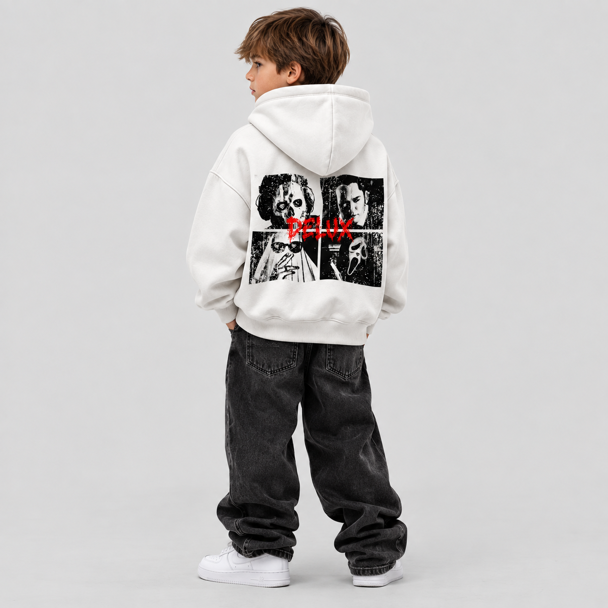 Hoodie Kids Halloween 26 White - indossato