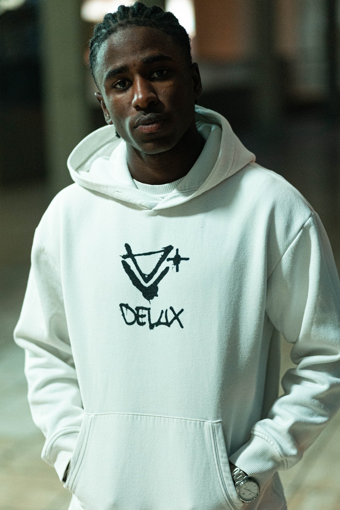 Felpa ''Spray'' - White/Black - Delux Store - Abbigliamento Streetwear & Sneakers