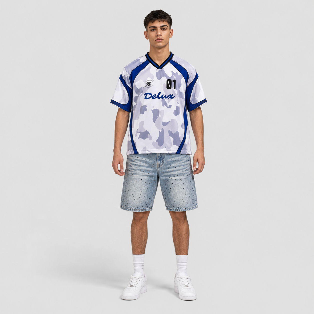 TEE FOOTBALL - WHITE BLUE