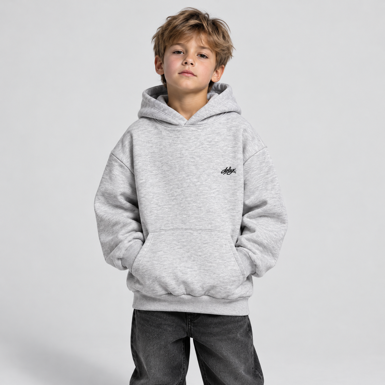 Hoodie Kids Logo 26 Grey - indosso-1
