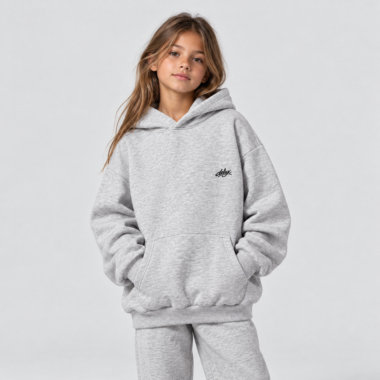 Hoodie Kids Logo 26 Grey - indosso-2