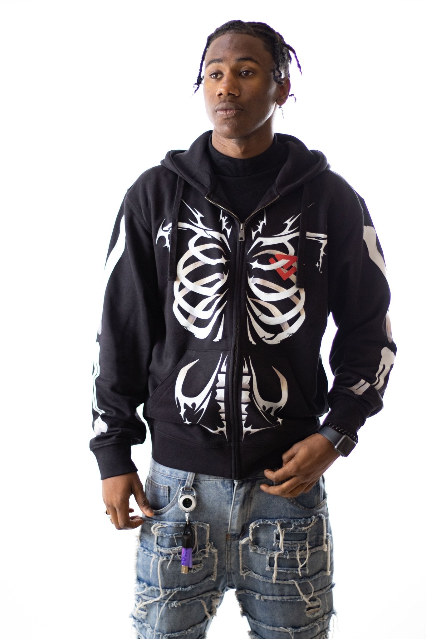 Jacket zip ‘’Skeleton’’ - Black - Delux Store - Abbigliamento Streetwear & Sneakers