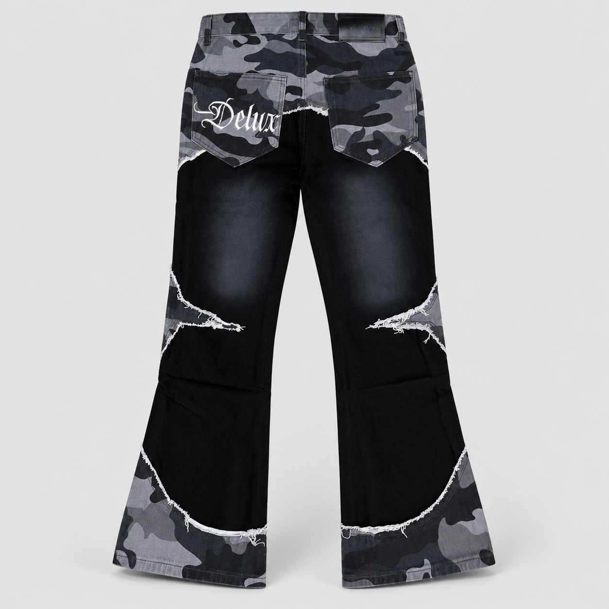 JEANS FLARE CAMO - BLACK — retro