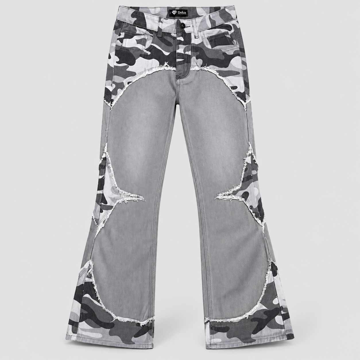 JEANS FLARE CAMO - GREY — retro
