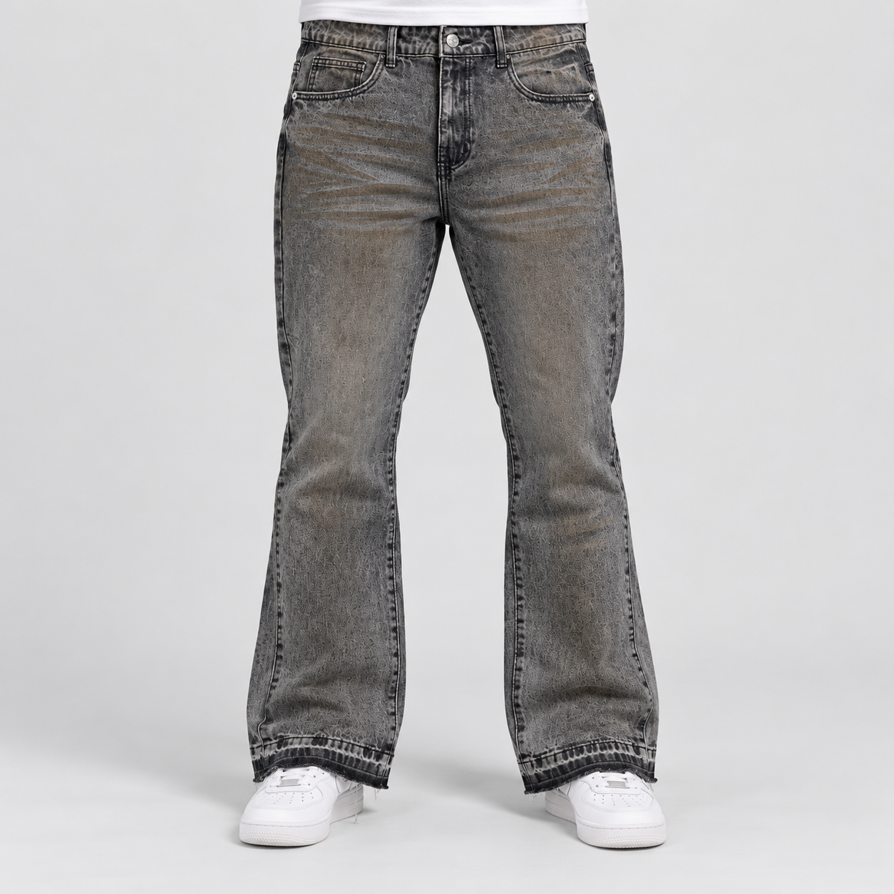 JEANS FLARE VINTAGE - GREY — indossato