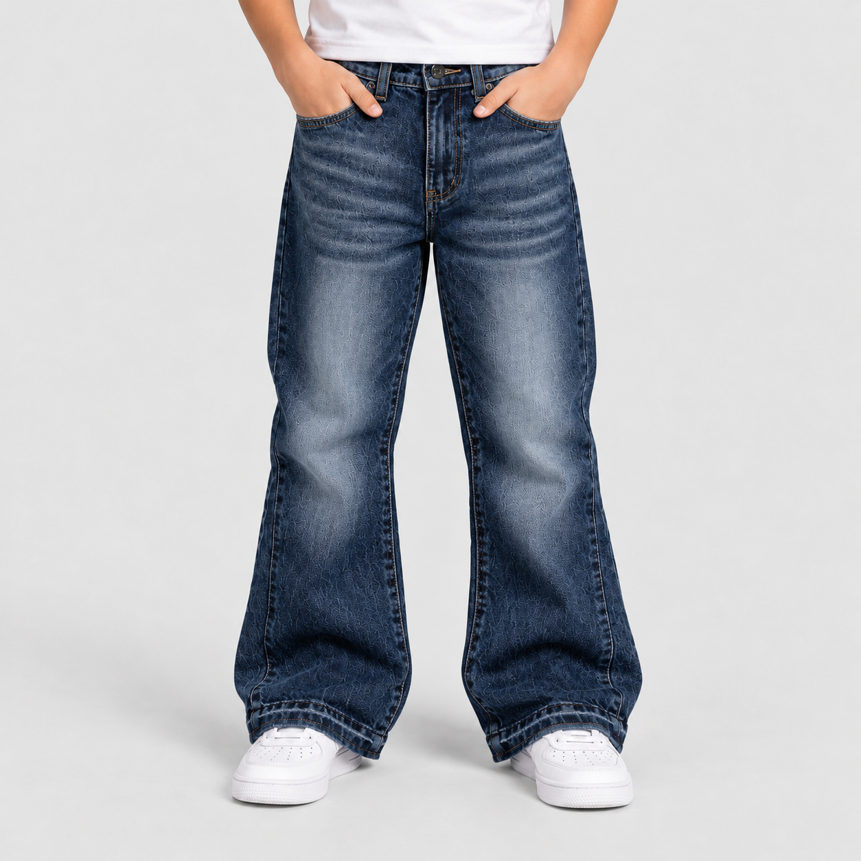 Jeans Kids Flare Blue Delux - indosso vestibilità loose