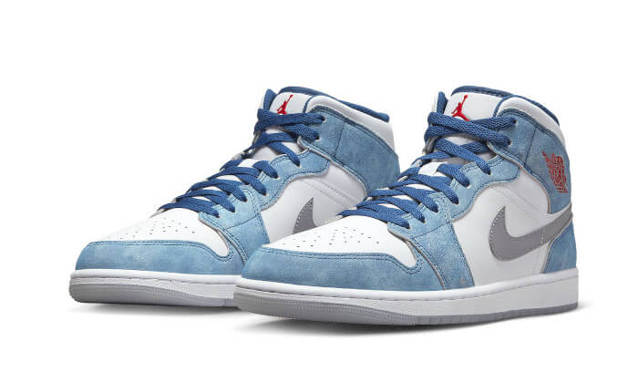 Jordan 1 Mid French Blue Fire Red - Delux Store - Abbigliamento Streetwear & Sneakers