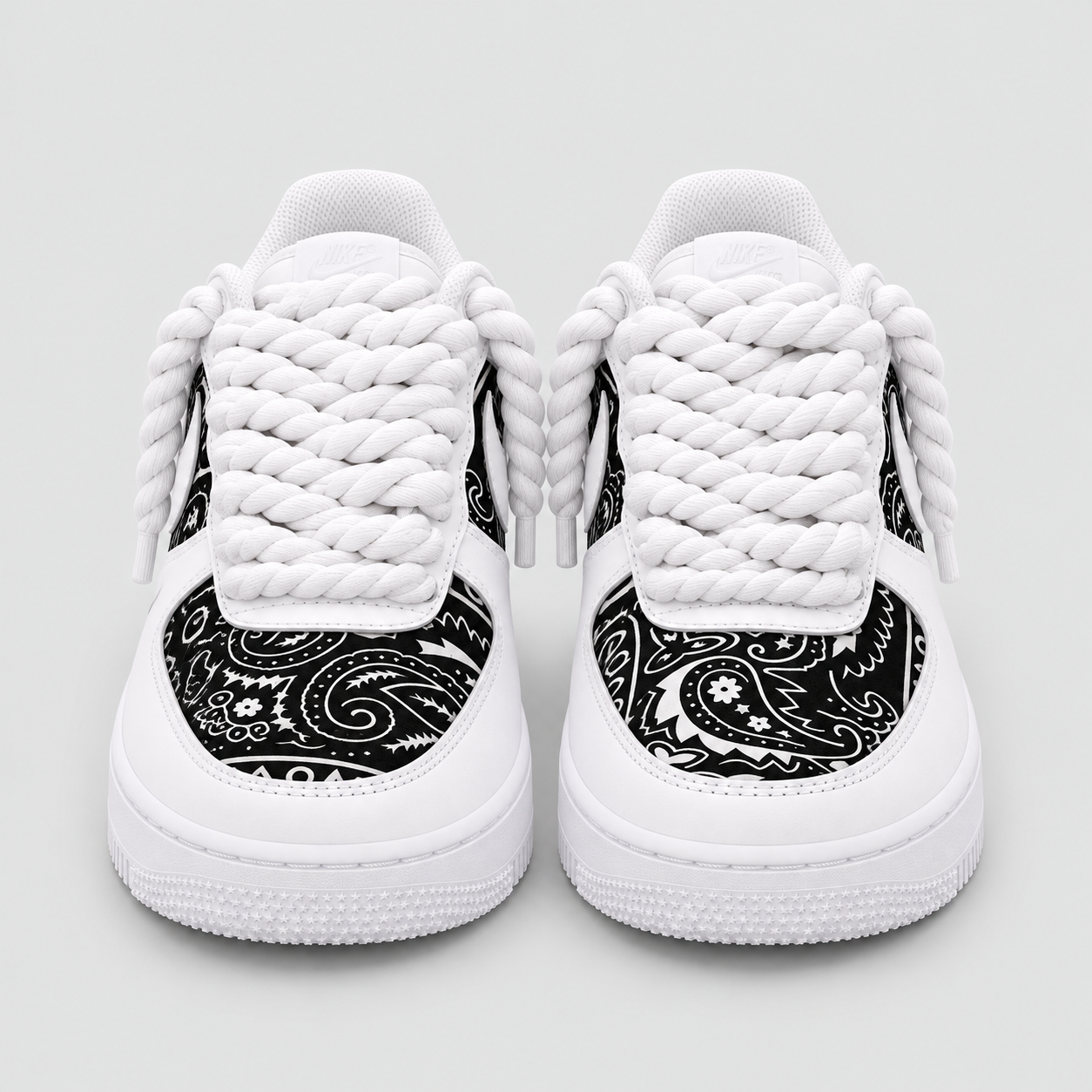 Nike Air Force 1 White Bandana Black custom – vista frontale