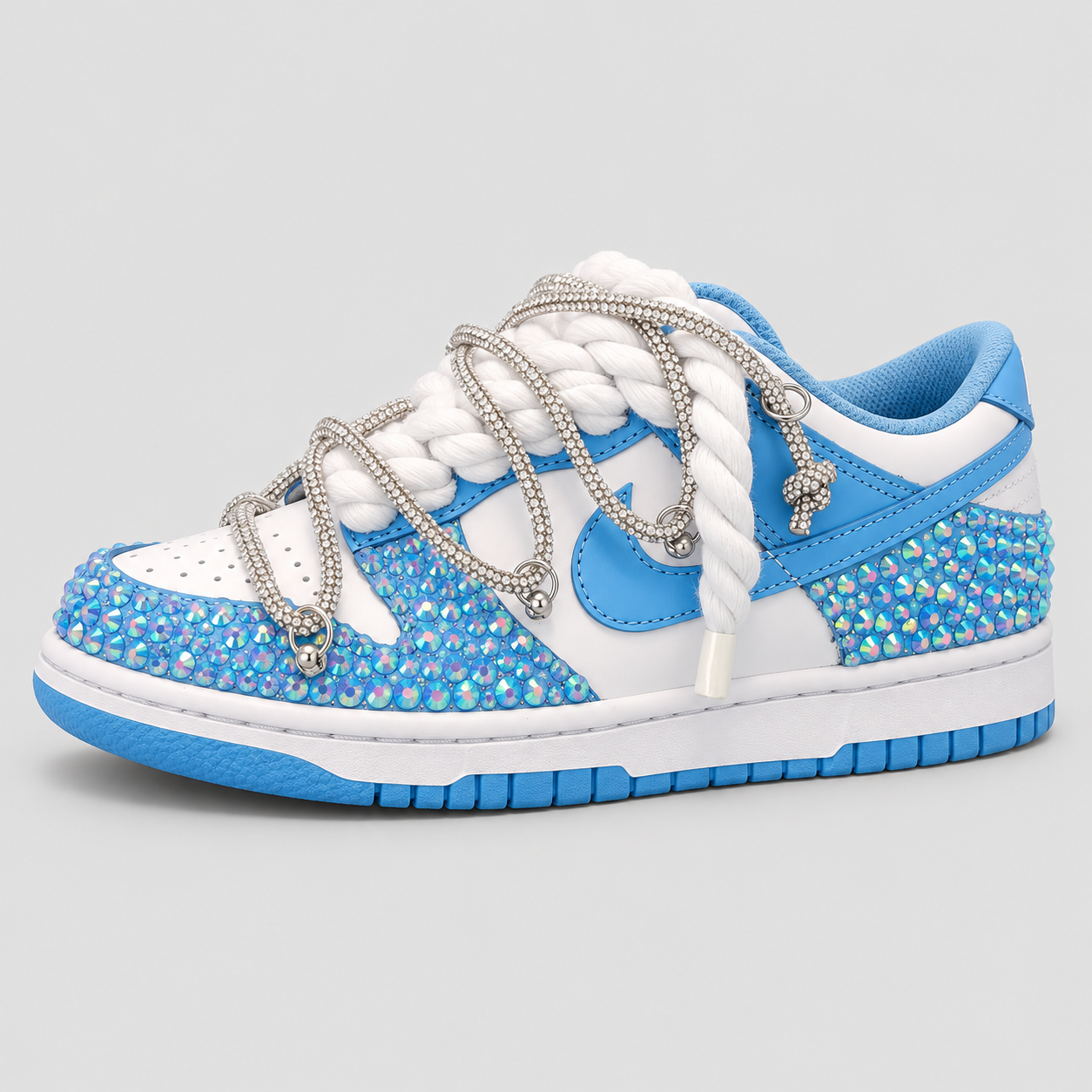 Nike Dunk Swarovski BLUE custom - tre quarti