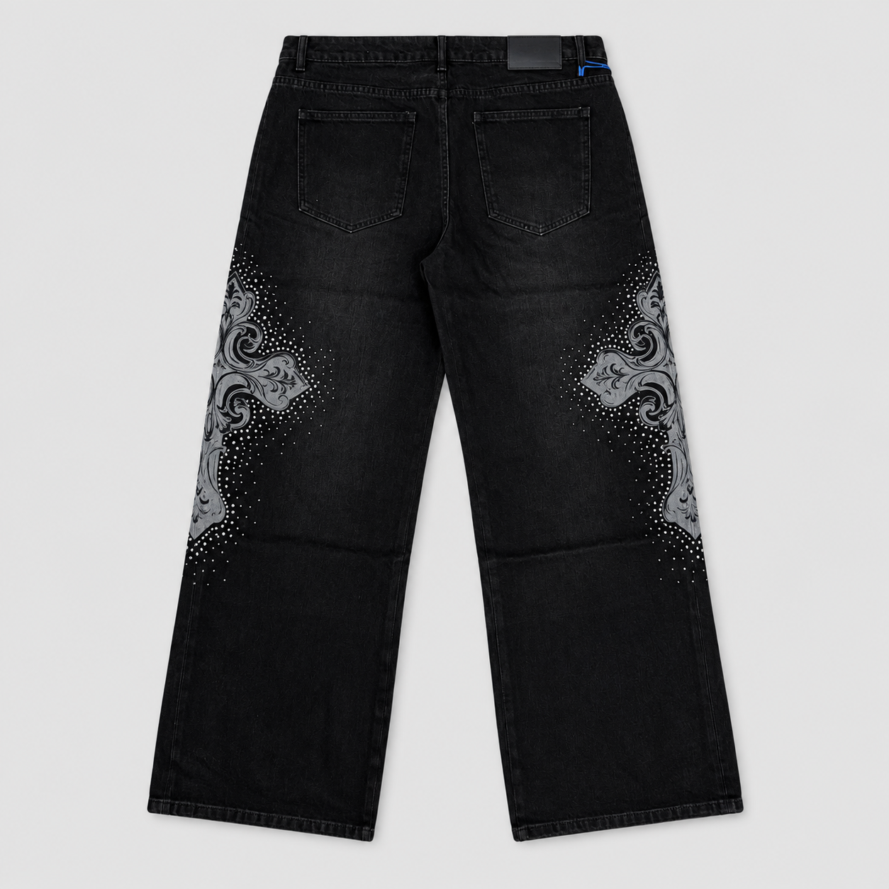 JEANS CROSS DIAMOND - BLACK