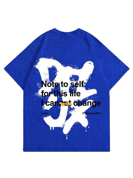 T-Shirt Washed ‘’Note to Self’’ - Blue - Delux Store - Abbigliamento Streetwear & Sneakers