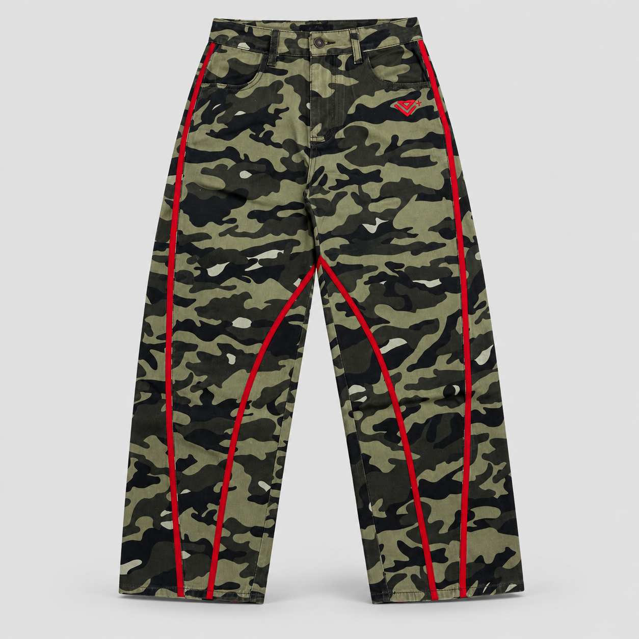 WOMAN PANTS CAMO STRIPES - ARMY GREEN — fronte